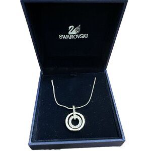 Swarovski Circle Top Pendant Snake Chain Necklace  In Box